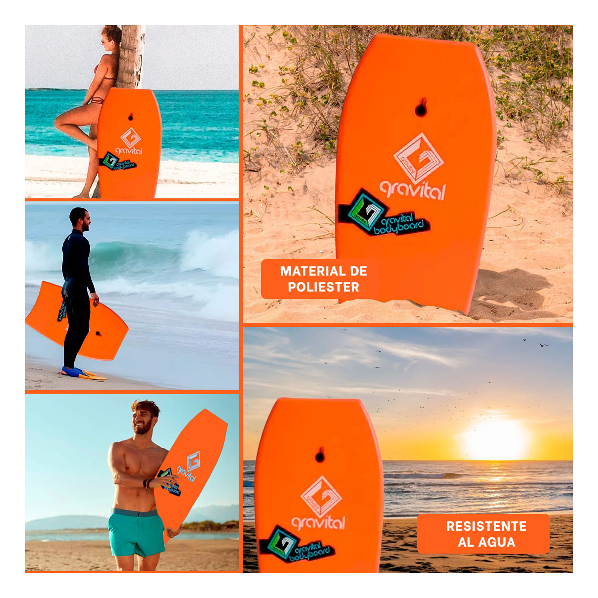 BODY SURF PARA DESLIZARSE ANARANJADO 37'' Y+REGALO AGENDITA - 1