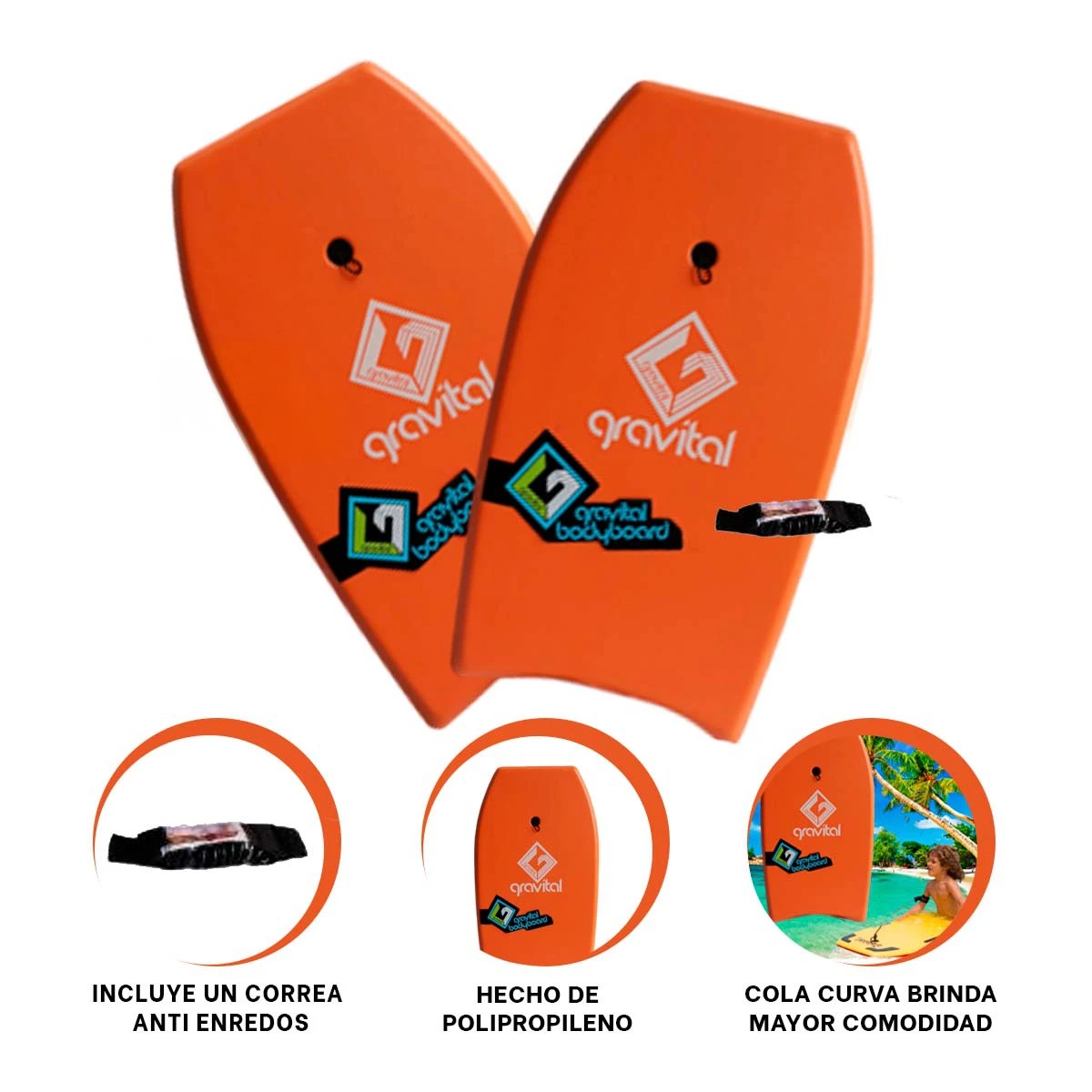 BODY SURF ESTILOSO EN NARANJA 33'' Y+ENVOLTORIO DE REGALO - 3