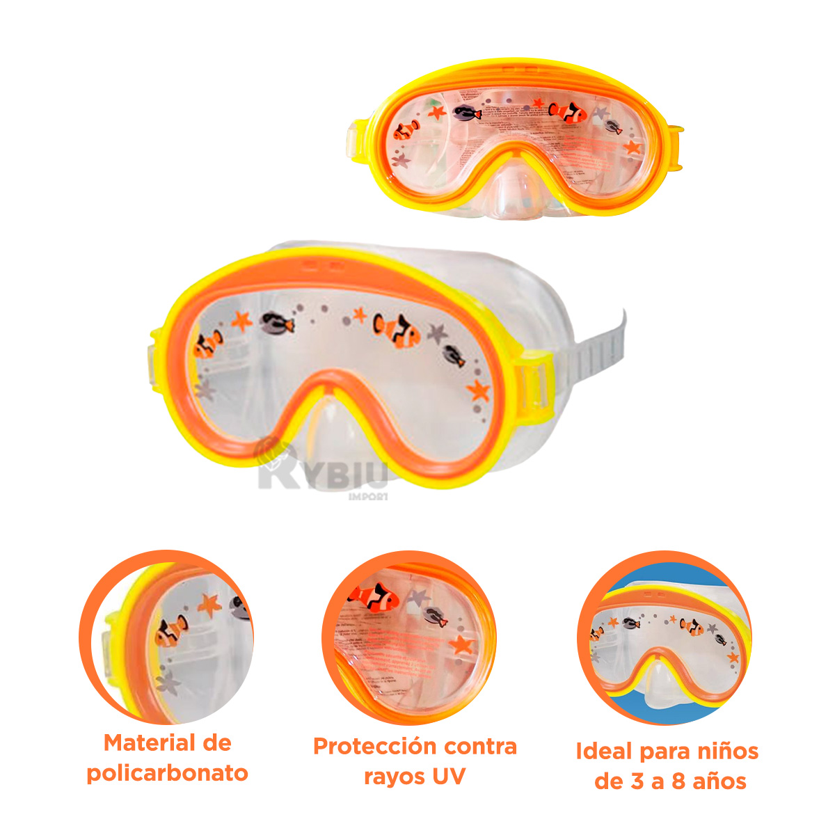 ANTEOJOS RYBIU VE31886 NARANJA DEPORTE + BANDERITAS ADHESIVAS - 2