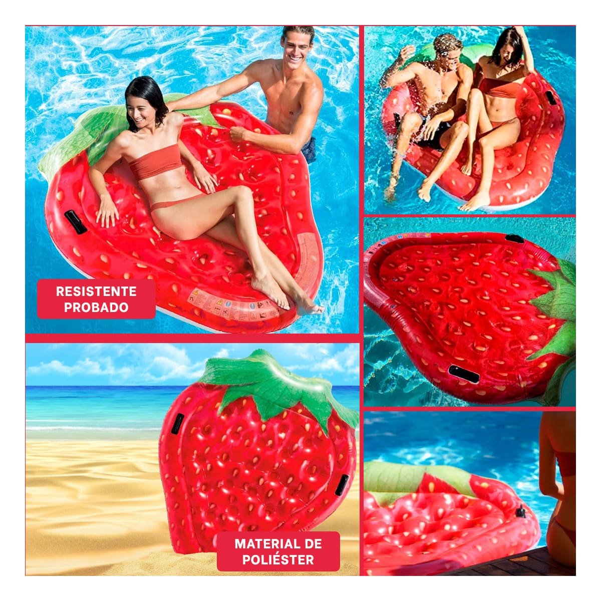 FLOTADOR INFANTIL ISLA DE FRESAS 137 X 132 CM LIGERO Y SEGURO Y+LIGAS REGALO - 5