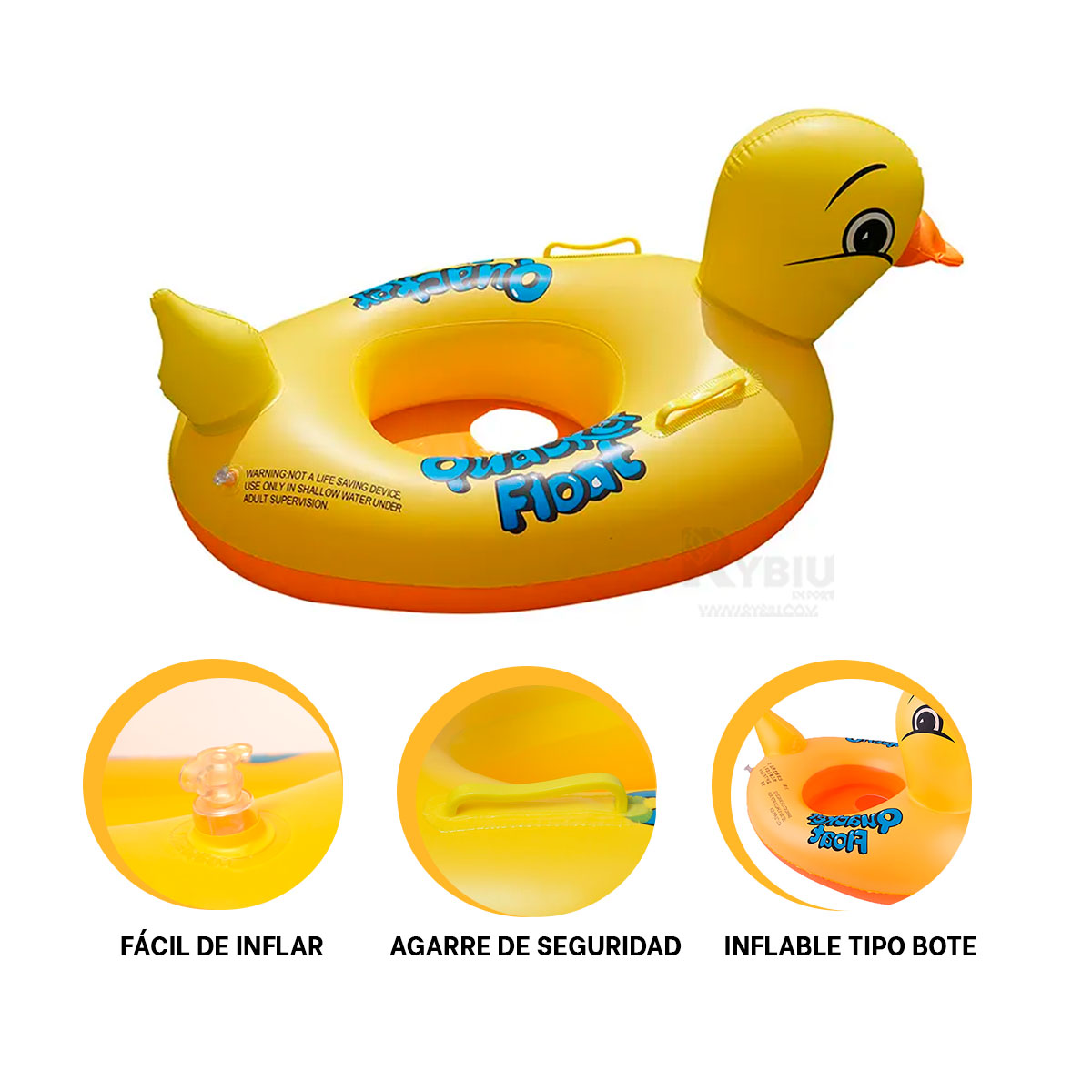 INFLABLE LIGERO COMPACTO EN FORMA DE PATO Y+REGALO STICKERS - 3