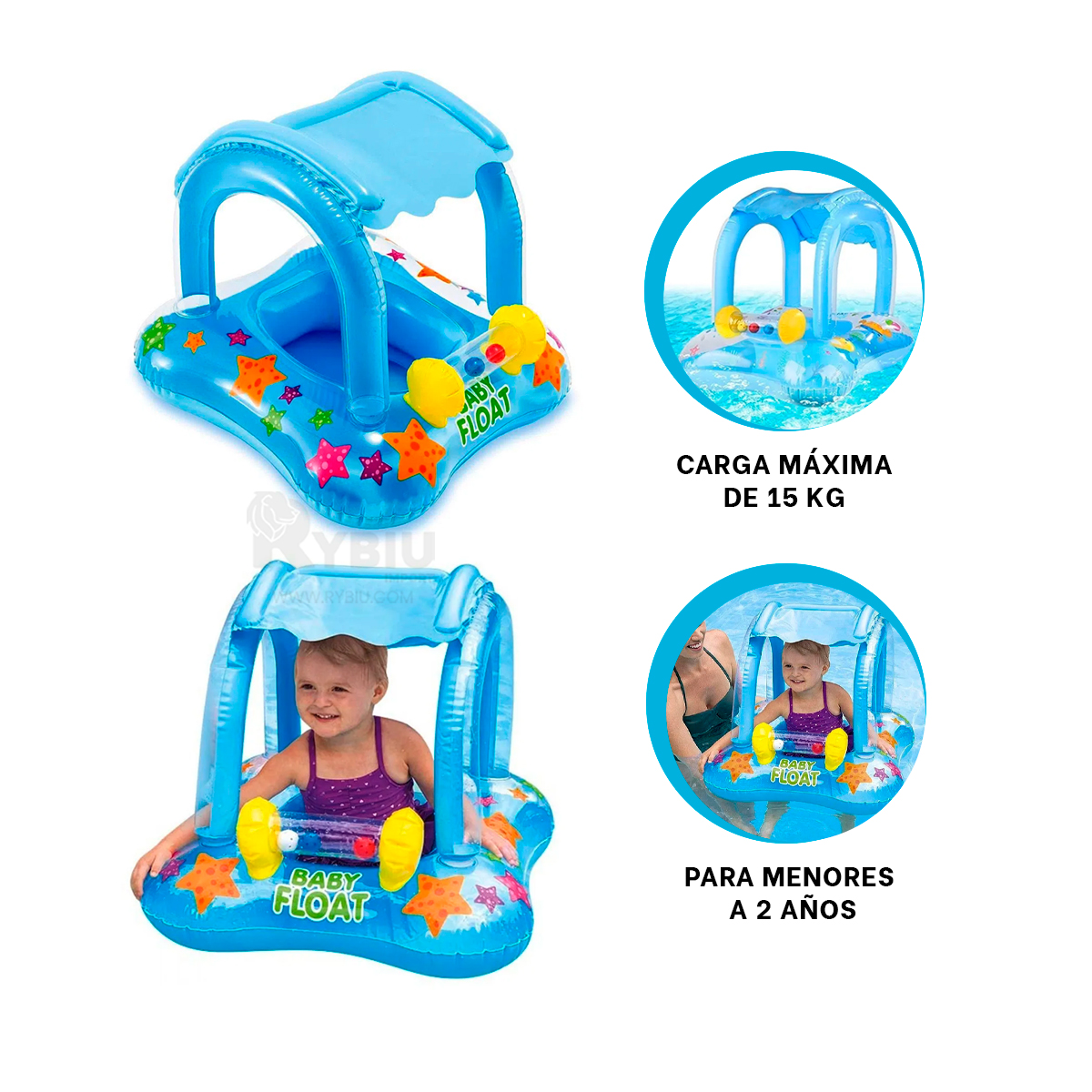 SALVAVIDAS RESISTENTE EN CELESTE 56581NP Y+PAPEL DE REGALO - 3