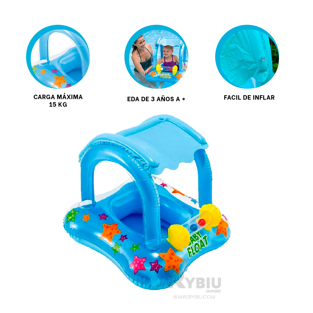 SALVAVIDAS RESISTENTE EN CELESTE 56581NP Y+PAPEL DE REGALO - 4