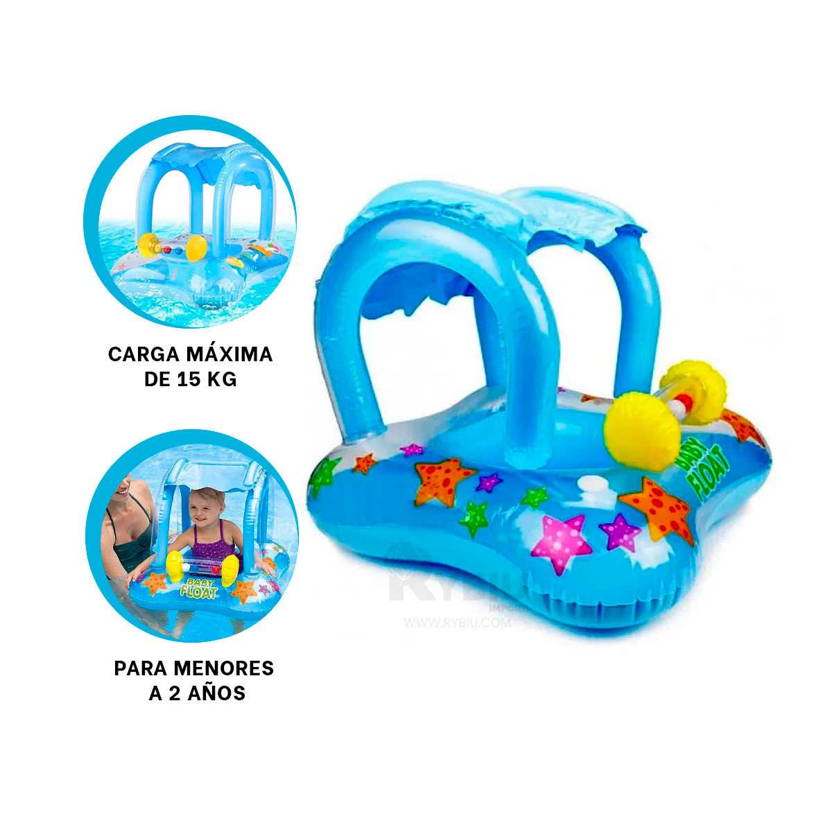 COLCHON PARA NADAR CELESTE 56581NP Y+BANDERITAS ADHESIVAS - 3