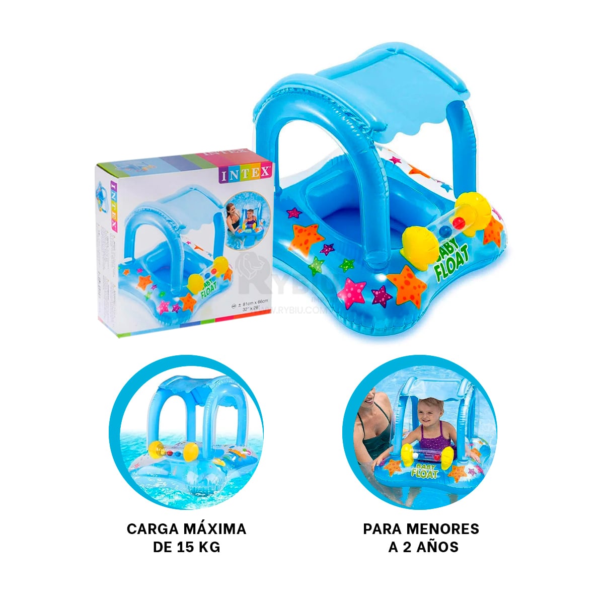 SALVAVIDAS DURADERO Y LIVIANO COLOR CELESTE Y+GIFT STICKERS - 3