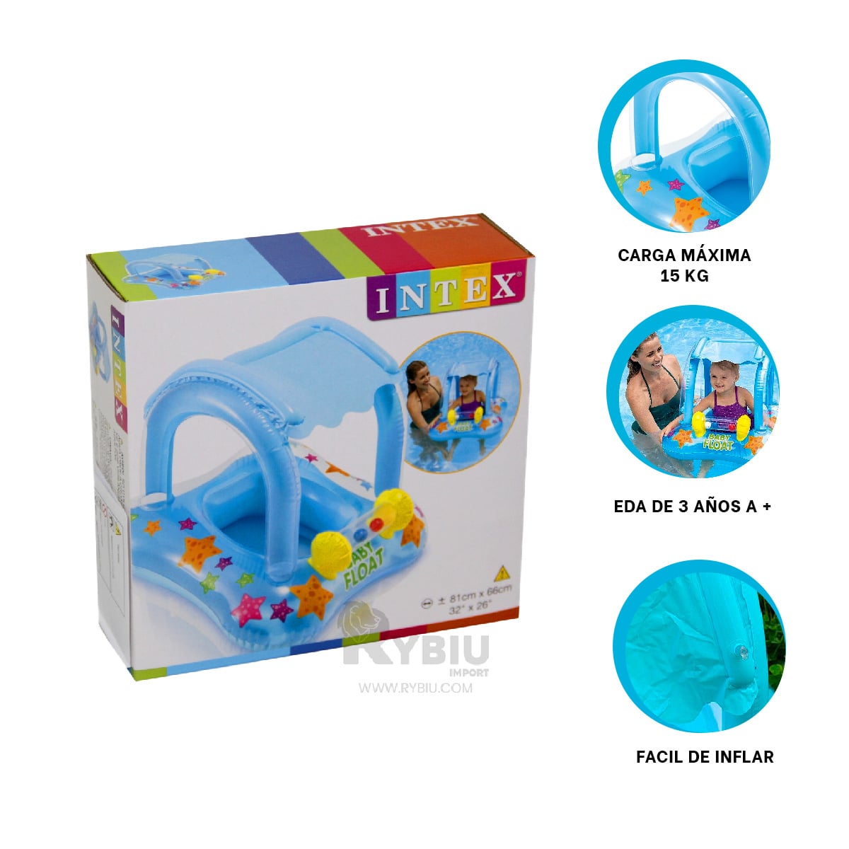 SALVAVIDAS LIGERO DE COLOR CELESTE 56581NP Y+REGALO STICKERS - 4