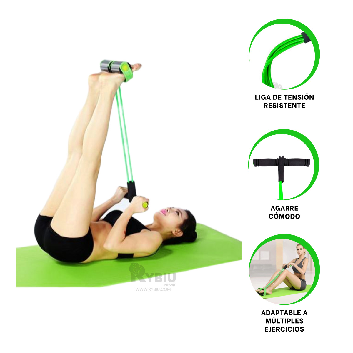 BANDA RYBIU DE30591 ADAPTABLE Y ERGONOMICA VERDE Y NEGRO + REGALO AGENDITA - 3