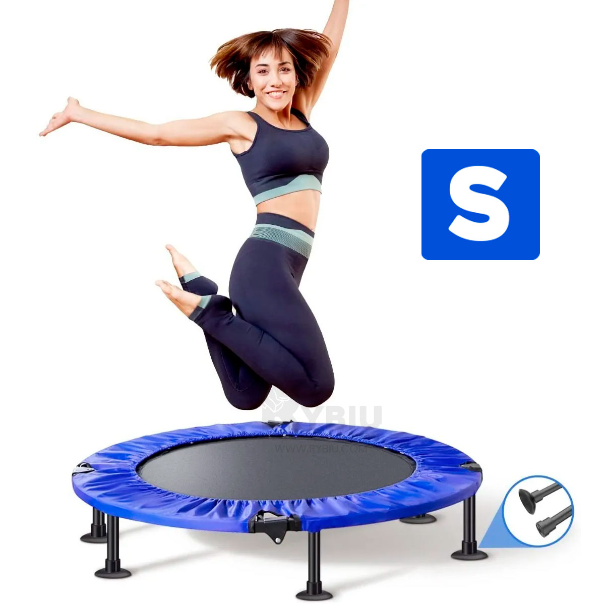 TRAMPOLÍN RYBIU DE30679 90X90 INFANTIL TAMAÑO S AZUL + REGALO STICKERS - 1