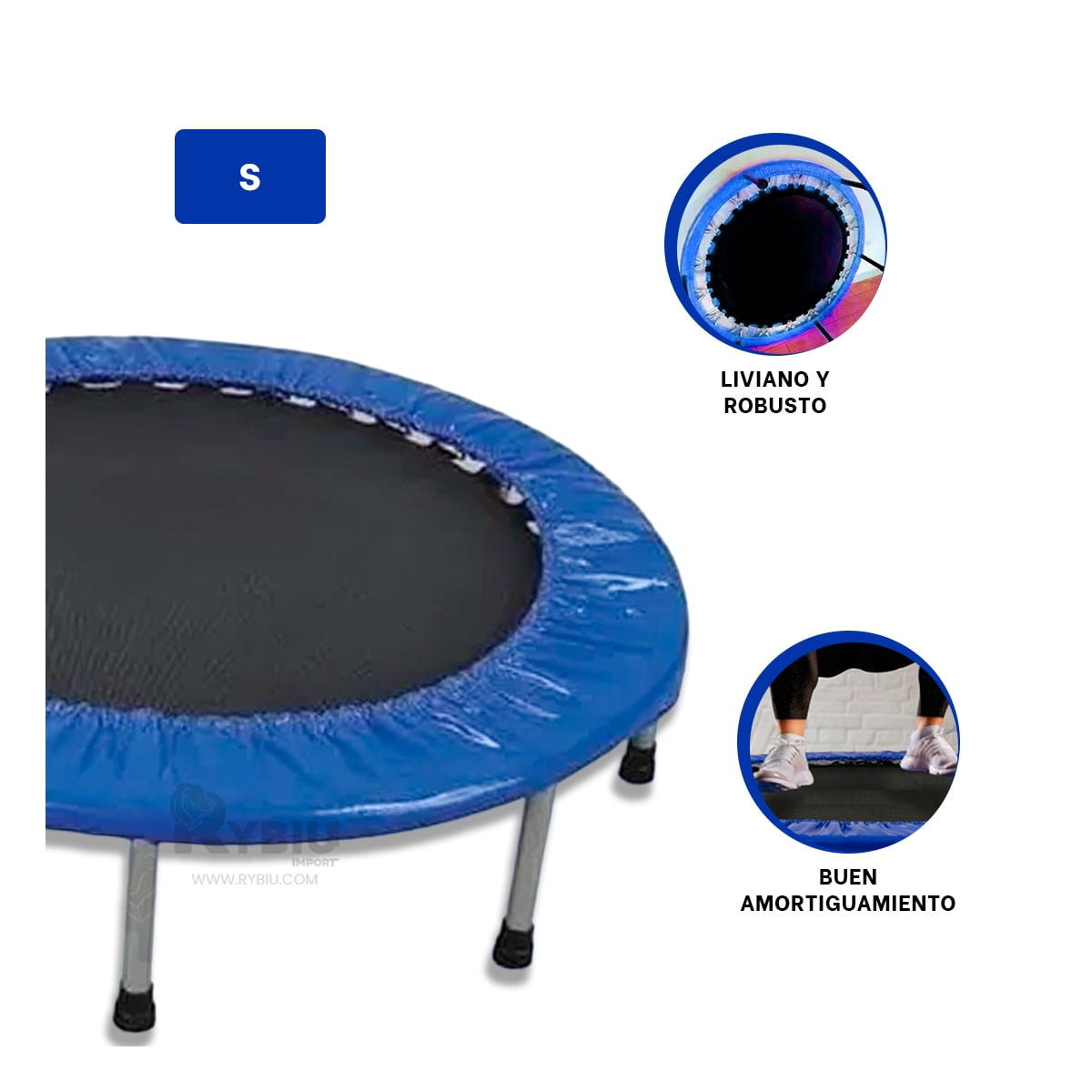 TRAMPOLÍN RYBIU DE30679 90X90 INFANTIL TAMAÑO S AZUL + REGALO STICKERS - 4