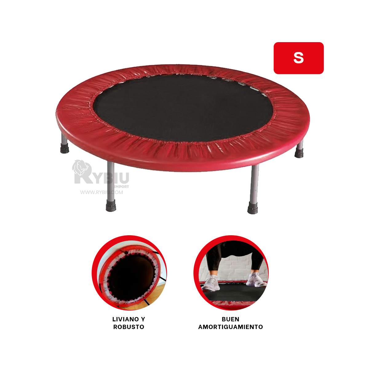TRAMPOLÍN RYBIU W-224 90X90 INFANTIL TAMAÑO S ROJO + REGALO STICKERS - 3