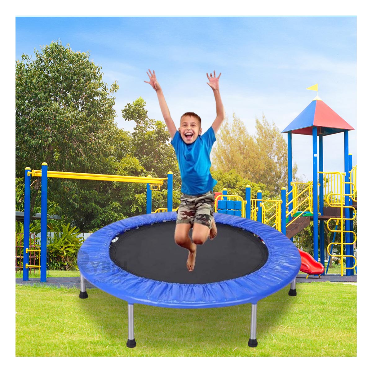 TRAMPOLÍN RYBIU DE30677 23X100CM DEPORTIVO TAMAÑO M AZUL + GIFT STICKERS - 2