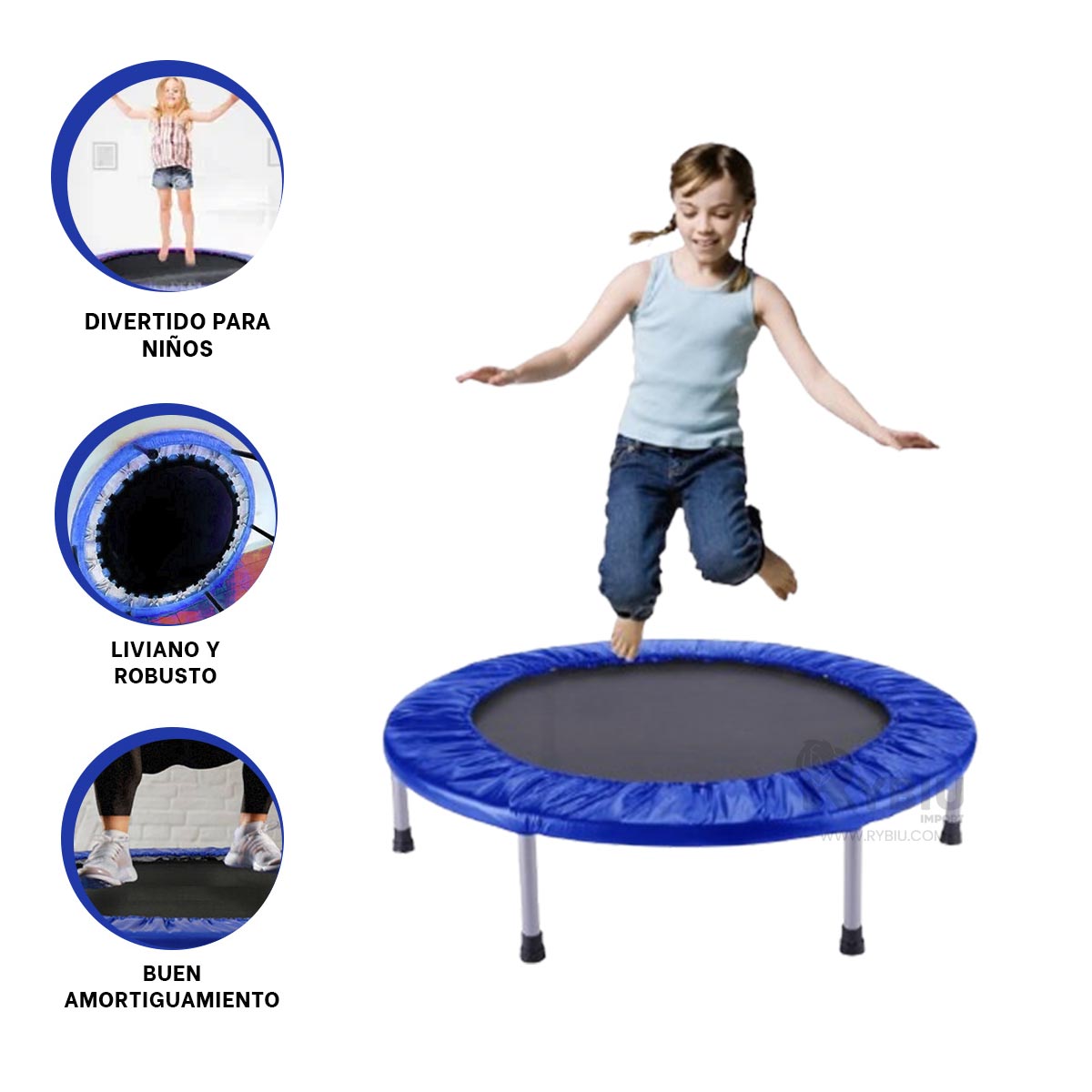TRAMPOLÍN RYBIU DE30677 23X100CM DEPORTIVO TAMAÑO M AZUL + GIFT STICKERS - 3