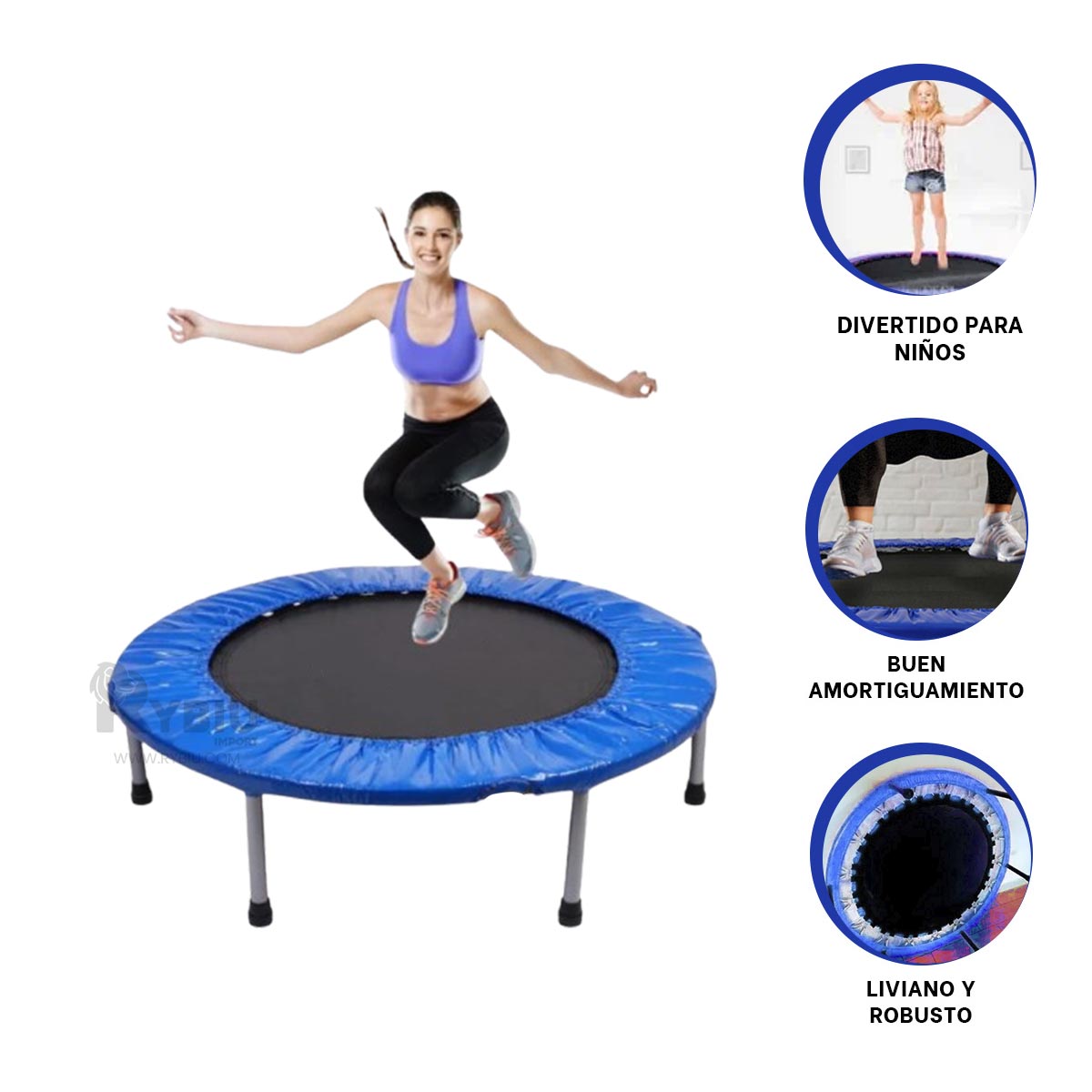 TRAMPOLÍN RYBIU DE30677 23X100CM DEPORTIVO TAMAÑO M AZUL + GIFT STICKERS - 4