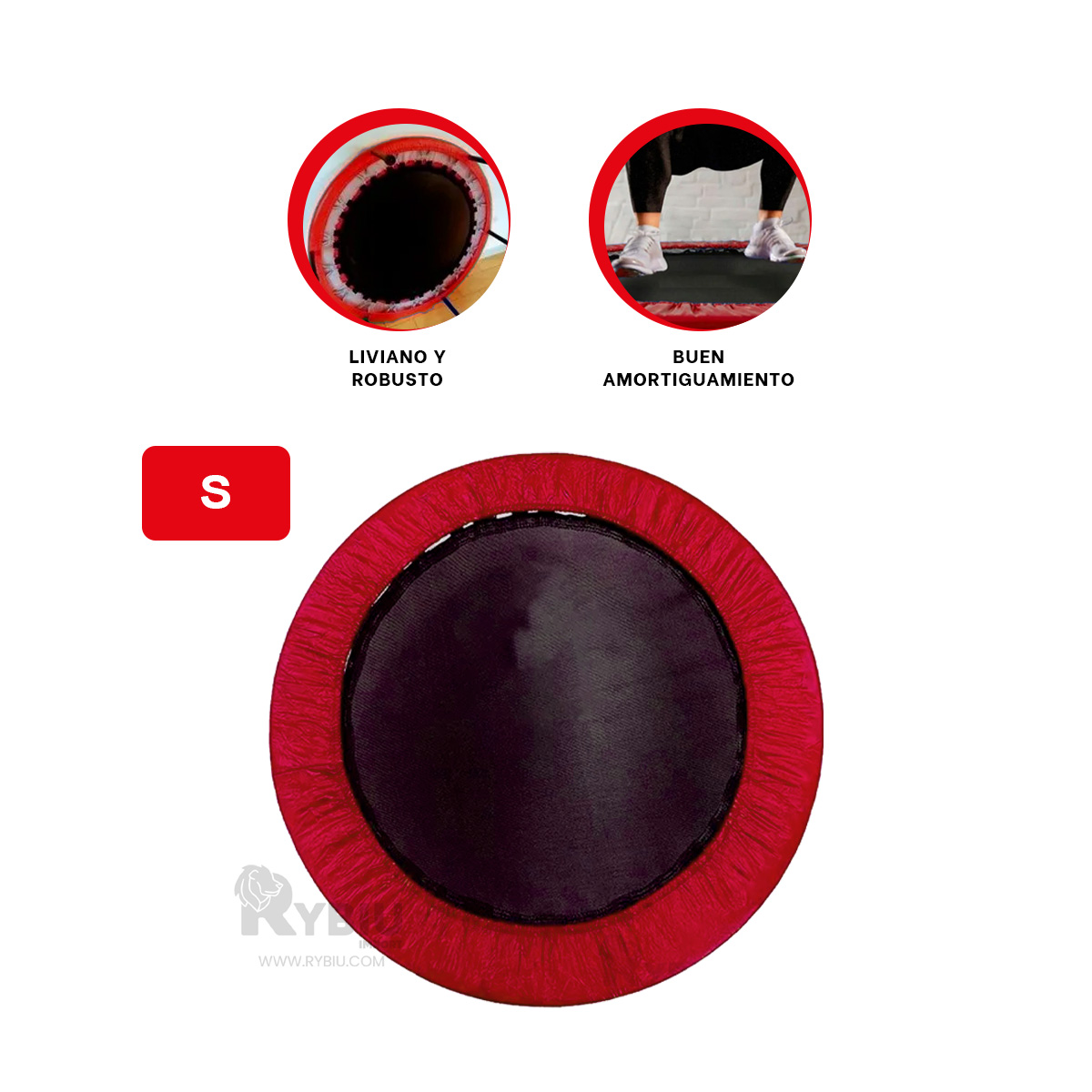 TRAMPOLÍN RYBIU W-224 23X90CM UTIL EN TALLA S ROJO + REGALO LIGAS PEINAR - 3