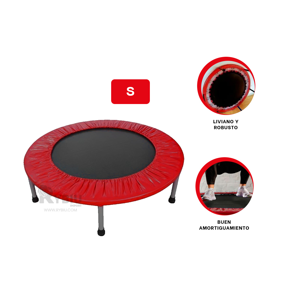 TRAMPOLÍN RYBIU W-224 23X90CM UTIL EN TALLA S ROJO + REGALO LIGAS PEINAR - 4