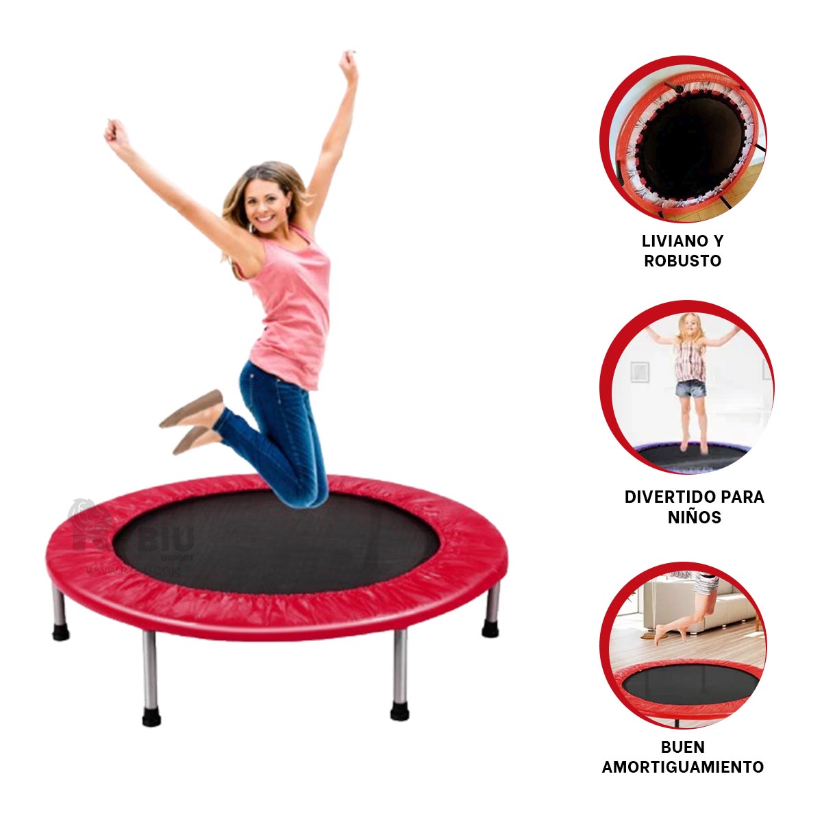 TRAMPOLÍN RYBIU DE30678 23X100CM 4 PATAS TAMAÑO M ROJO + GIFT MINIAGENDA - 4