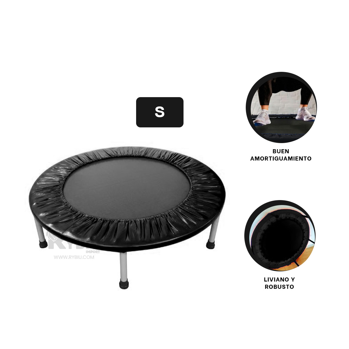TRAMPOLÍN RYBIU DE30680 23X90CM UTIL EN TALLA S NEGRO + REGALO LIGAS PEINAR - 4