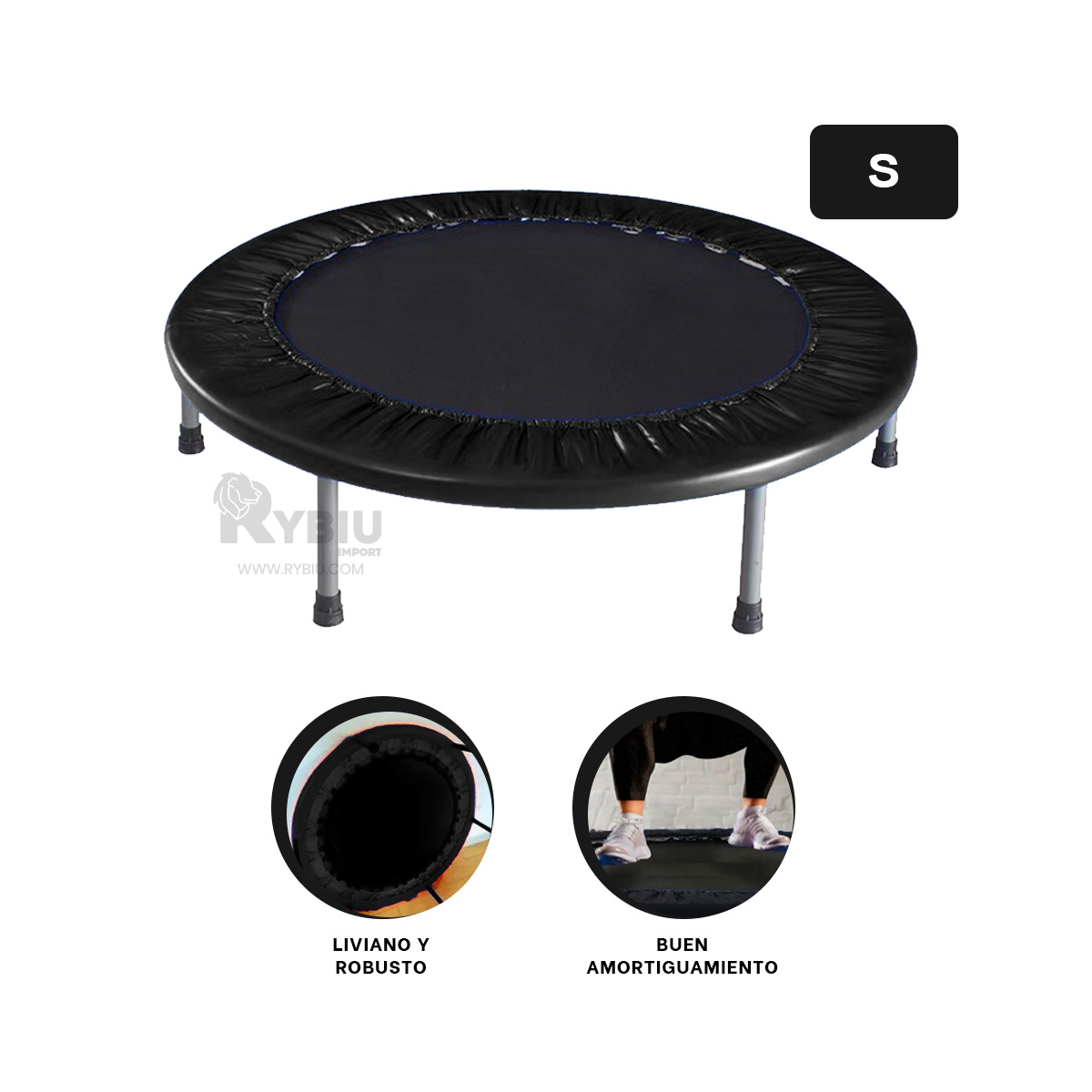 TRAMPOLÍN RYBIU DE30680 90X90 MODERNO TAMAÑO S NEGRO + REGALO AGENDITA - 3