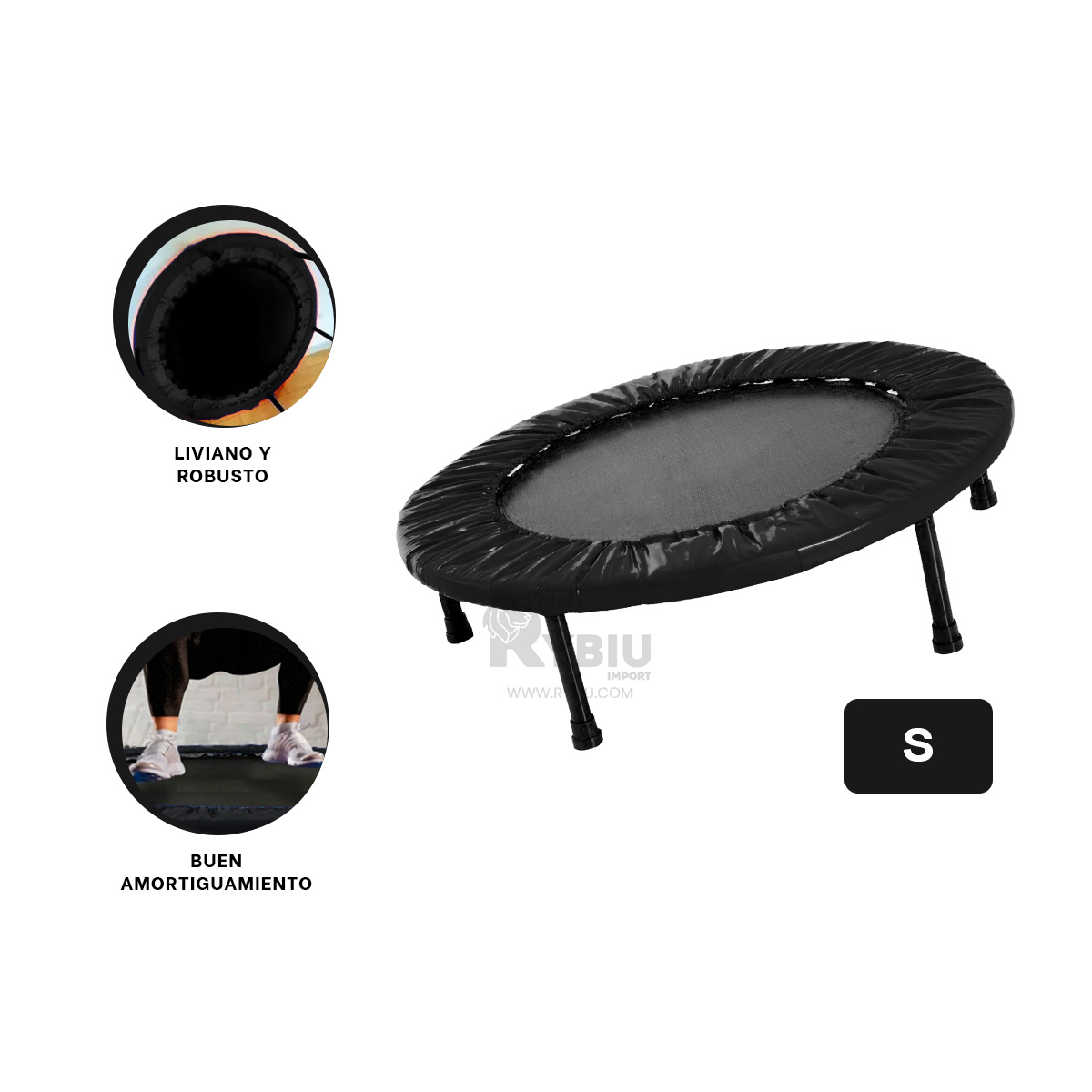 TRAMPOLÍN RYBIU DE30680 90X90 MODERNO TAMAÑO S NEGRO + REGALO AGENDITA - 4