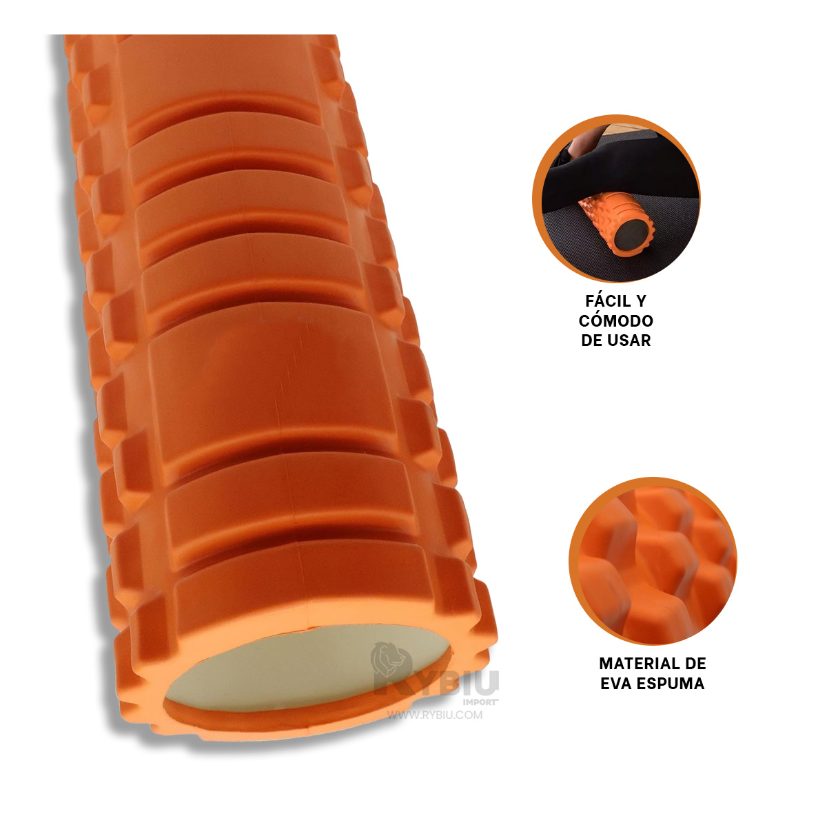 RODILLO RYBIU DE30647 LARGO 33CM ESTILIZADO FITNESS NARANJA + GIFT MINIAGENDA - 2