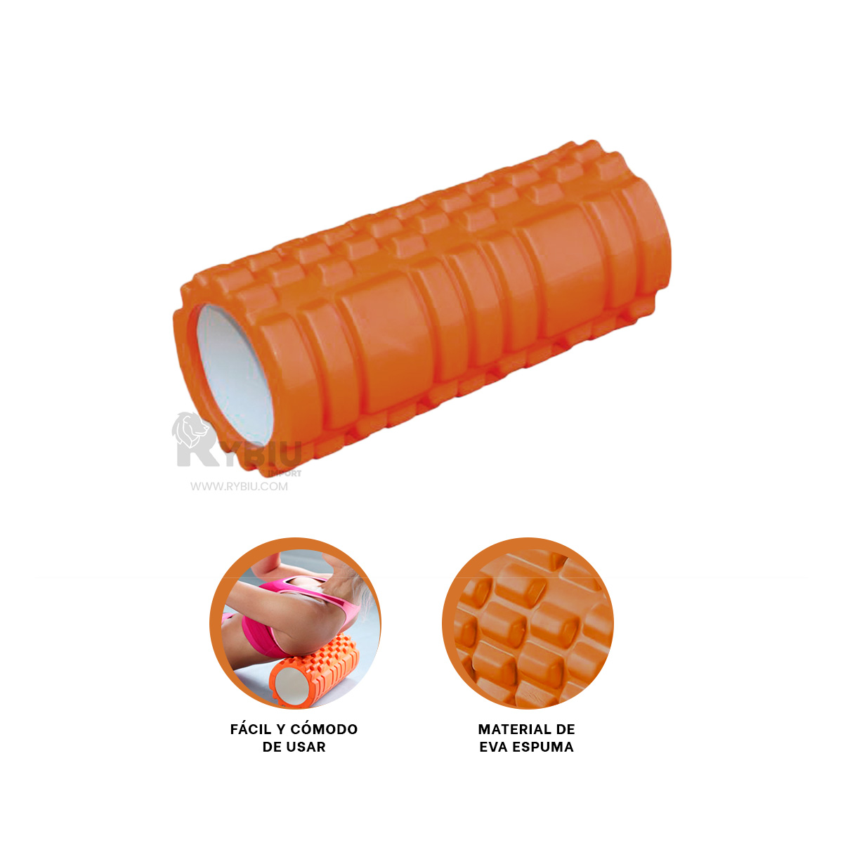 MASAJEADOR RYBIU DE30647 LARGO 33CM FITNESS IDEAL NARANJA + BANDERITAS ADHESIVAS - 3