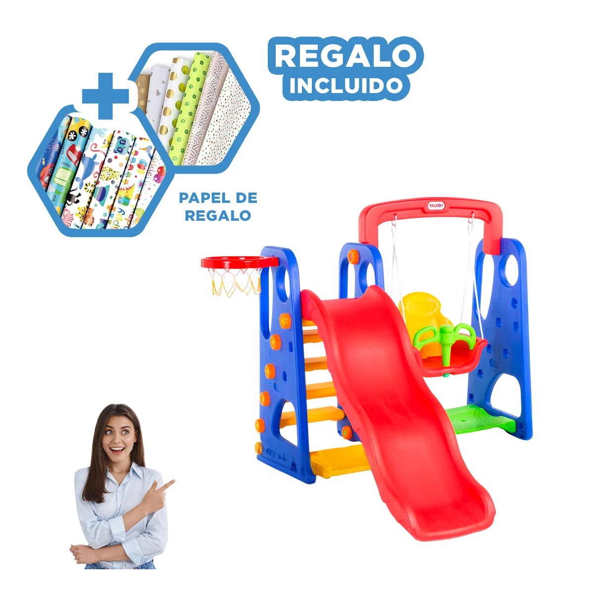 TOBOGAN CON RESBALADORA EN MULTICOLOR Y+GIFT MINIAGENDA - 1