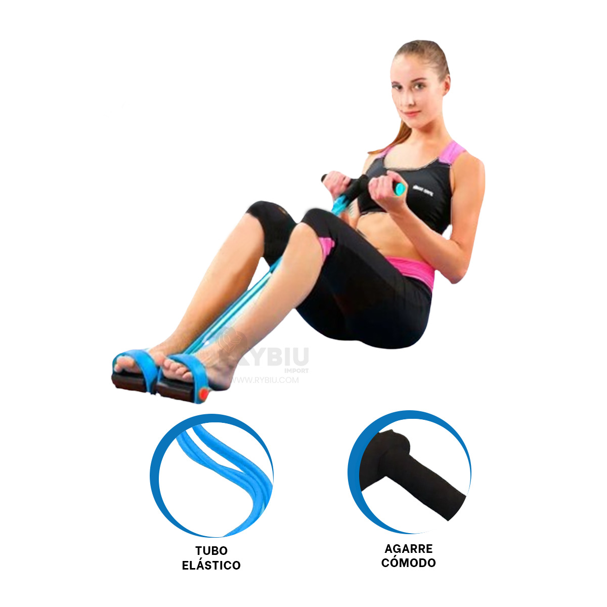 BANDA RYBIU DE30584 EFICIENTE EJERCICIO CELESTE Y NEGRO + GIFT STICKERS - 3