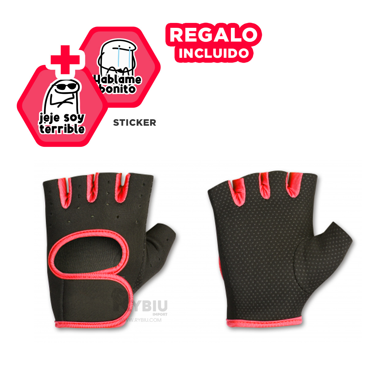 MITONES RYBIU DE30572 LEVANTAMIENTO DEPORTIVO ROJO + GIFT STICKERS - 1