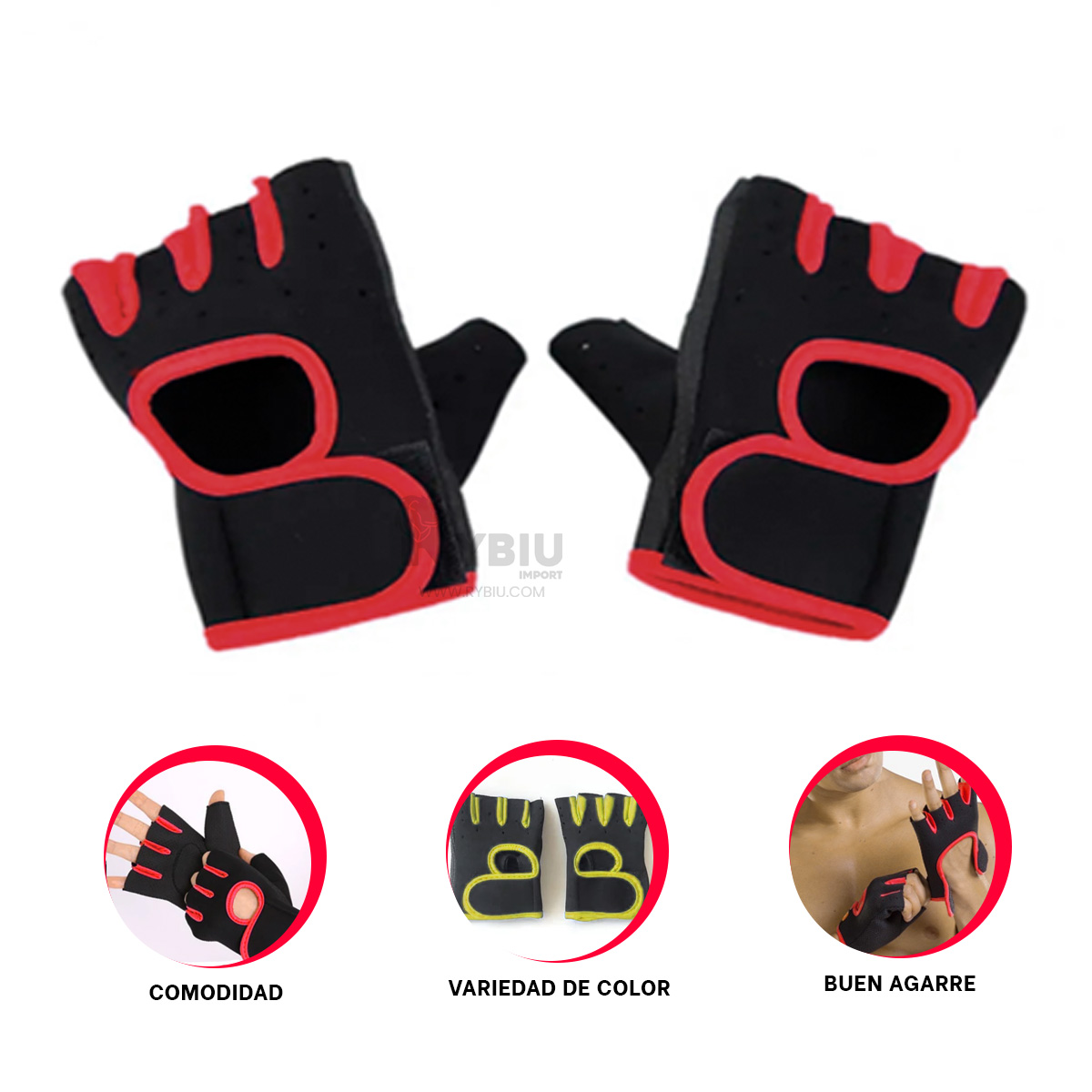 MITONES RYBIU DE30572 LEVANTAMIENTO DEPORTIVO ROJO + GIFT STICKERS - 4