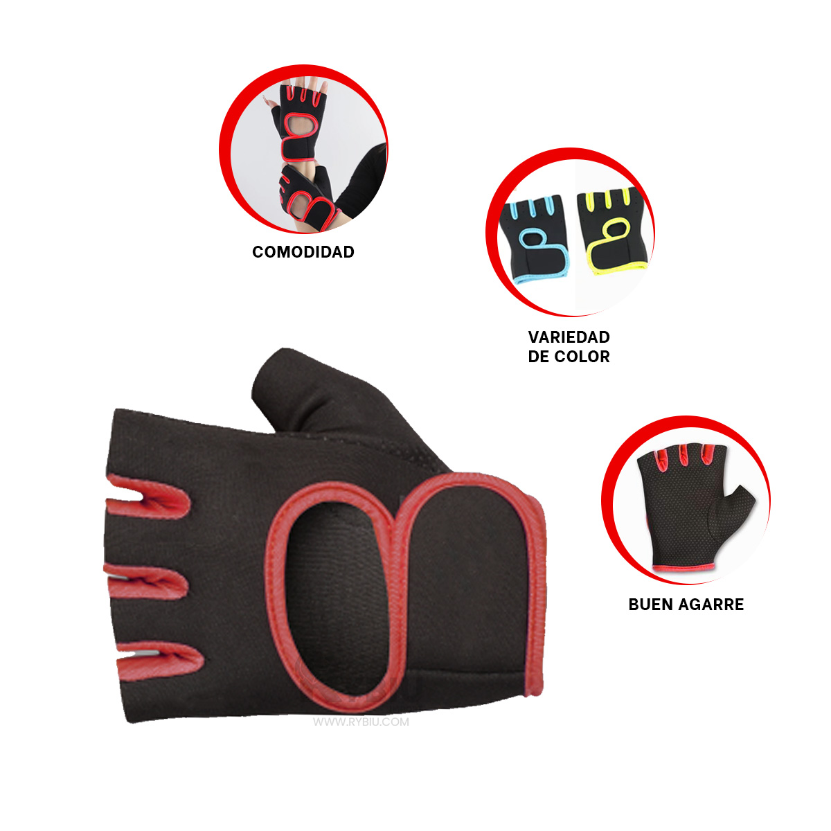 MITONES RYBIU DE30572 REALIZAR DEPORTES ROJO + REGALO AGENDITA - 3