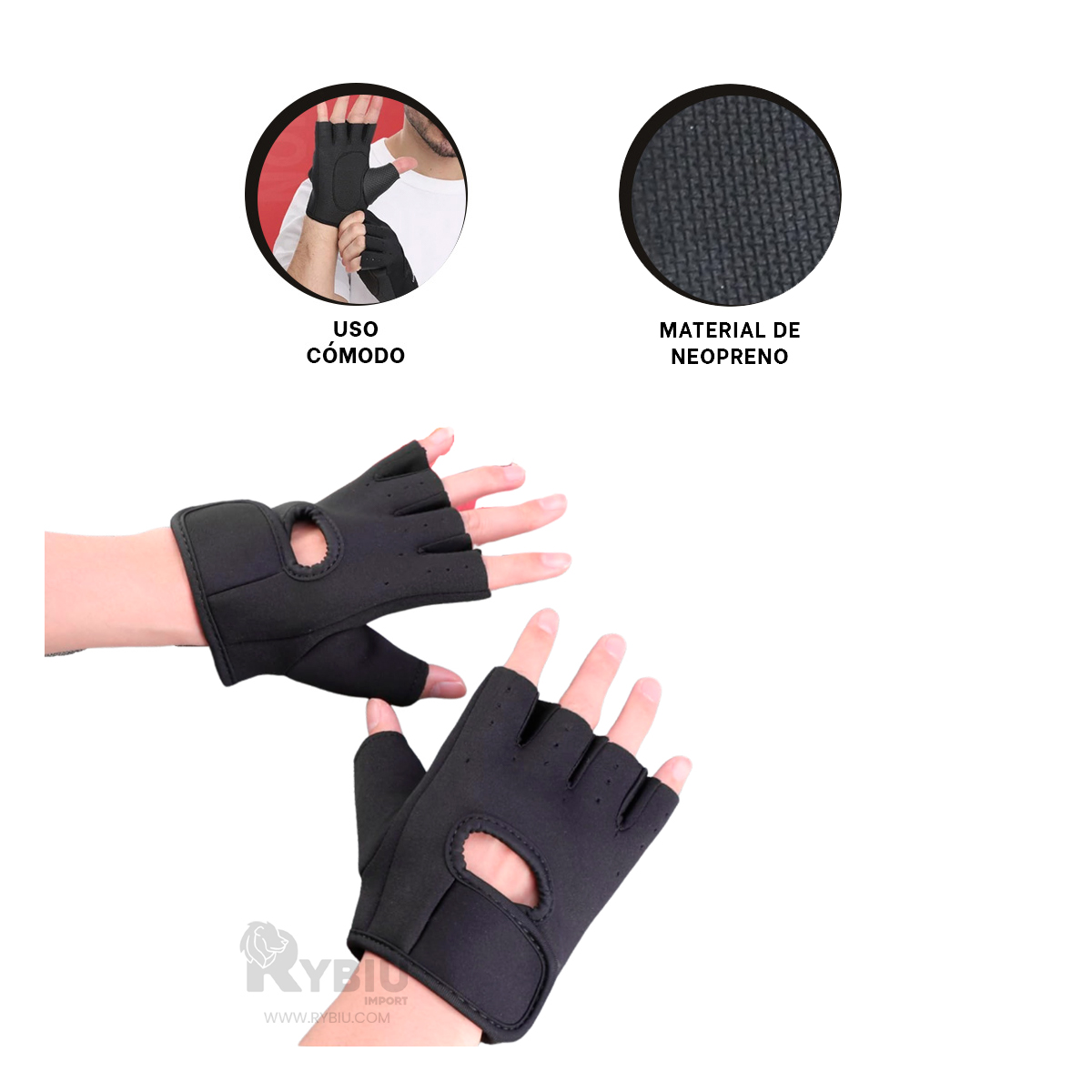 MITONES RYBIU DE30571 FITNESS NEGRO + ENVOLTORIO REGALO - 3