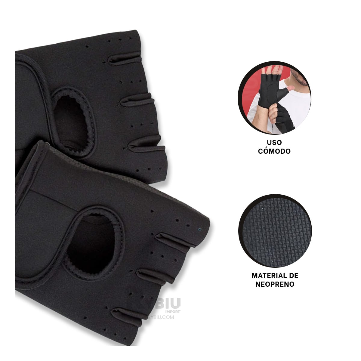 MITONES RYBIU DE30571 FITNESS NEGRO + ENVOLTORIO REGALO - 4