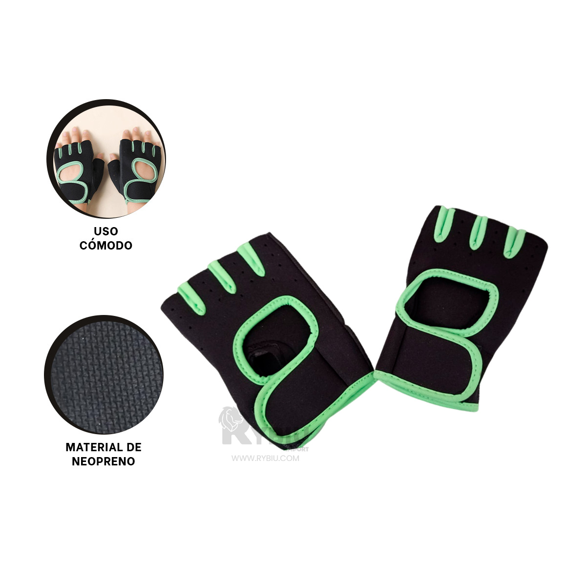 MITONES RYBIU DE30573 EJERCITARSE COMODOS VERDE + GIFT MINIAGENDA - 3