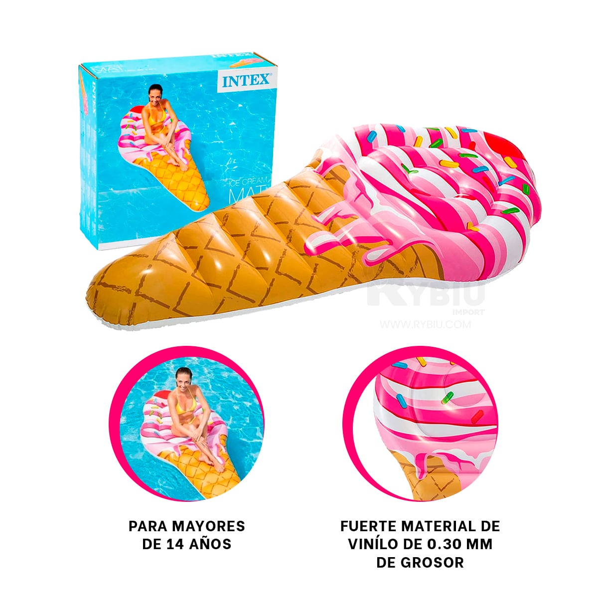 SALVAVIDAS DURABLE DE HELADO 107X224CM Y+REGALO AGENDITA - 2