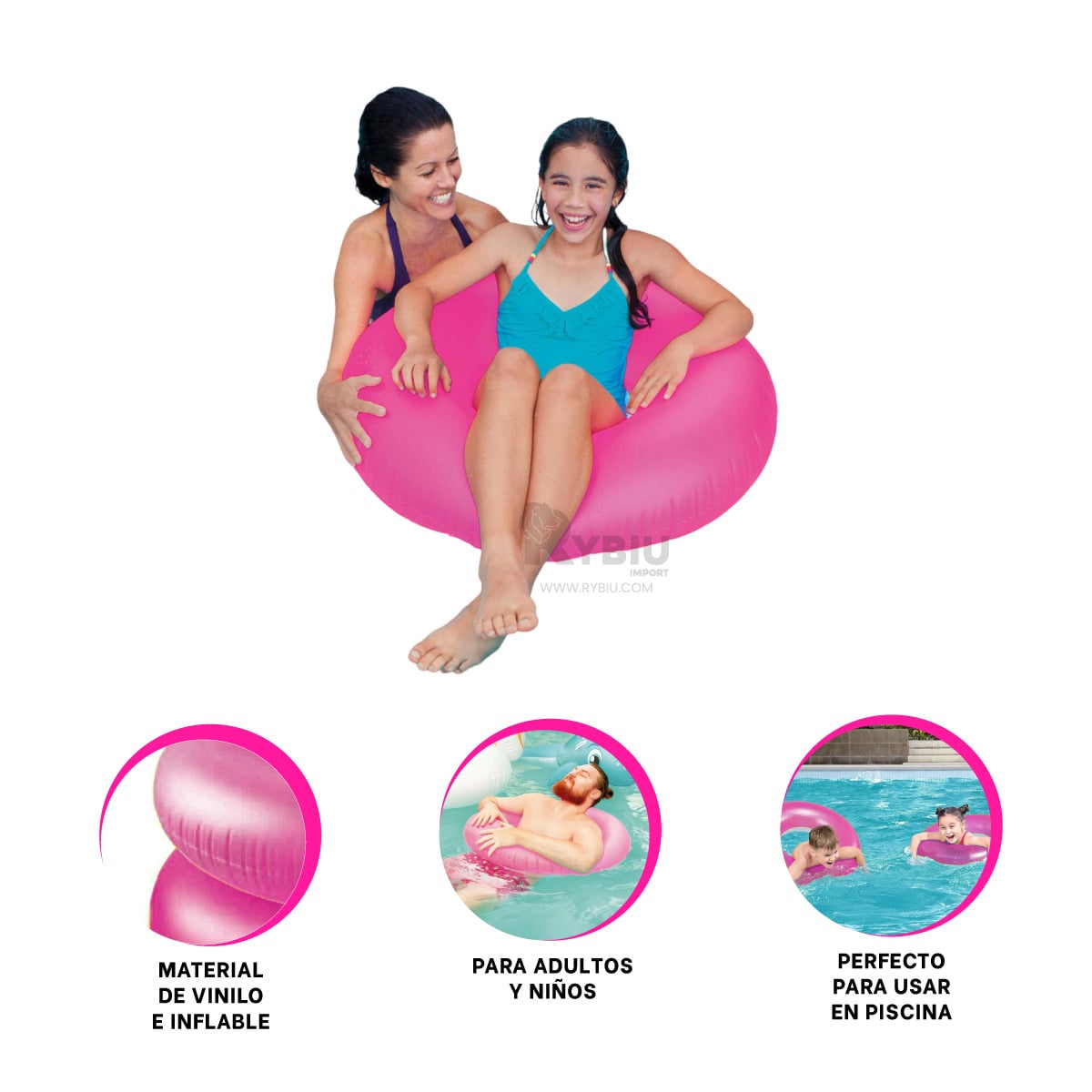 INFLABLE ACUATICO 91CM ROSADO NEON Y+ENVOLTORIO DE REGALO - 3
