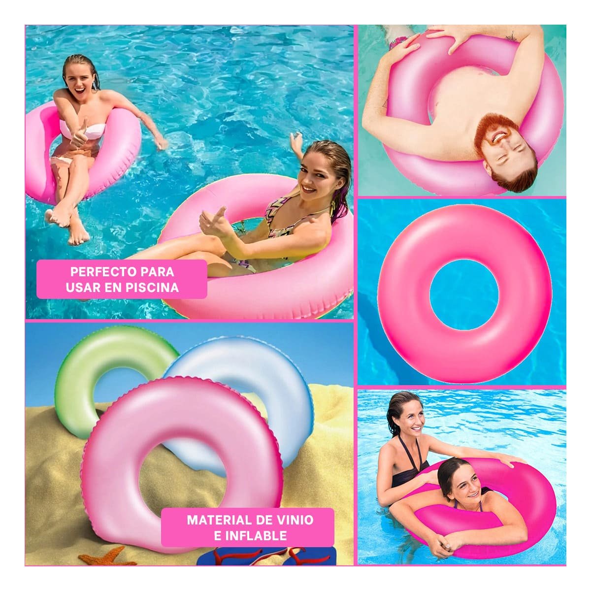 JUGUETE ACUATICO NEON 91 CM SEGURO COMODO Y COLORIDO ROSADO NEON PARA NIÑOS Y+POST IT - 1