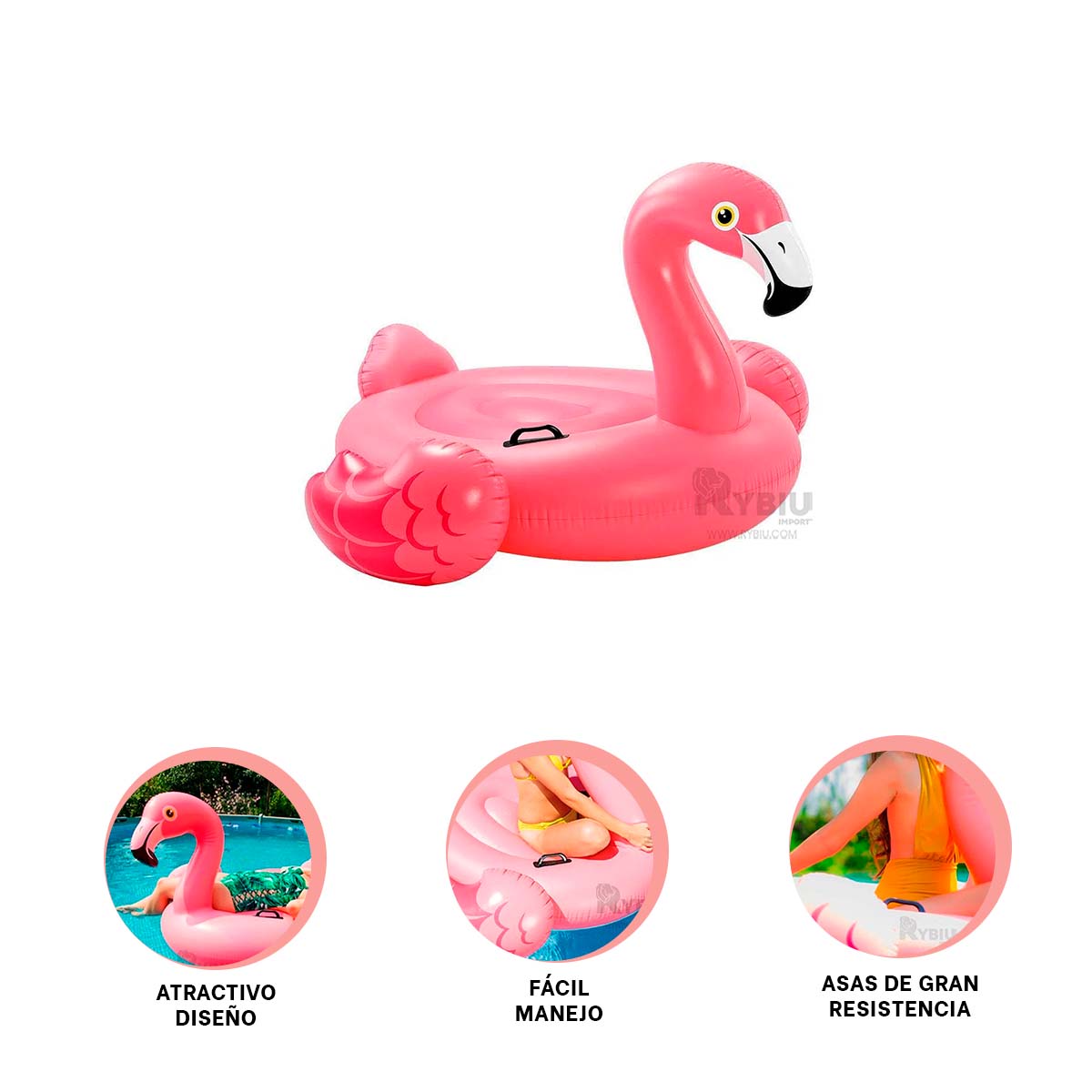 INFLABLE DE NADO FLAMENCO 218X211X136 Y+BANDERITAS ADHESIVAS - 3