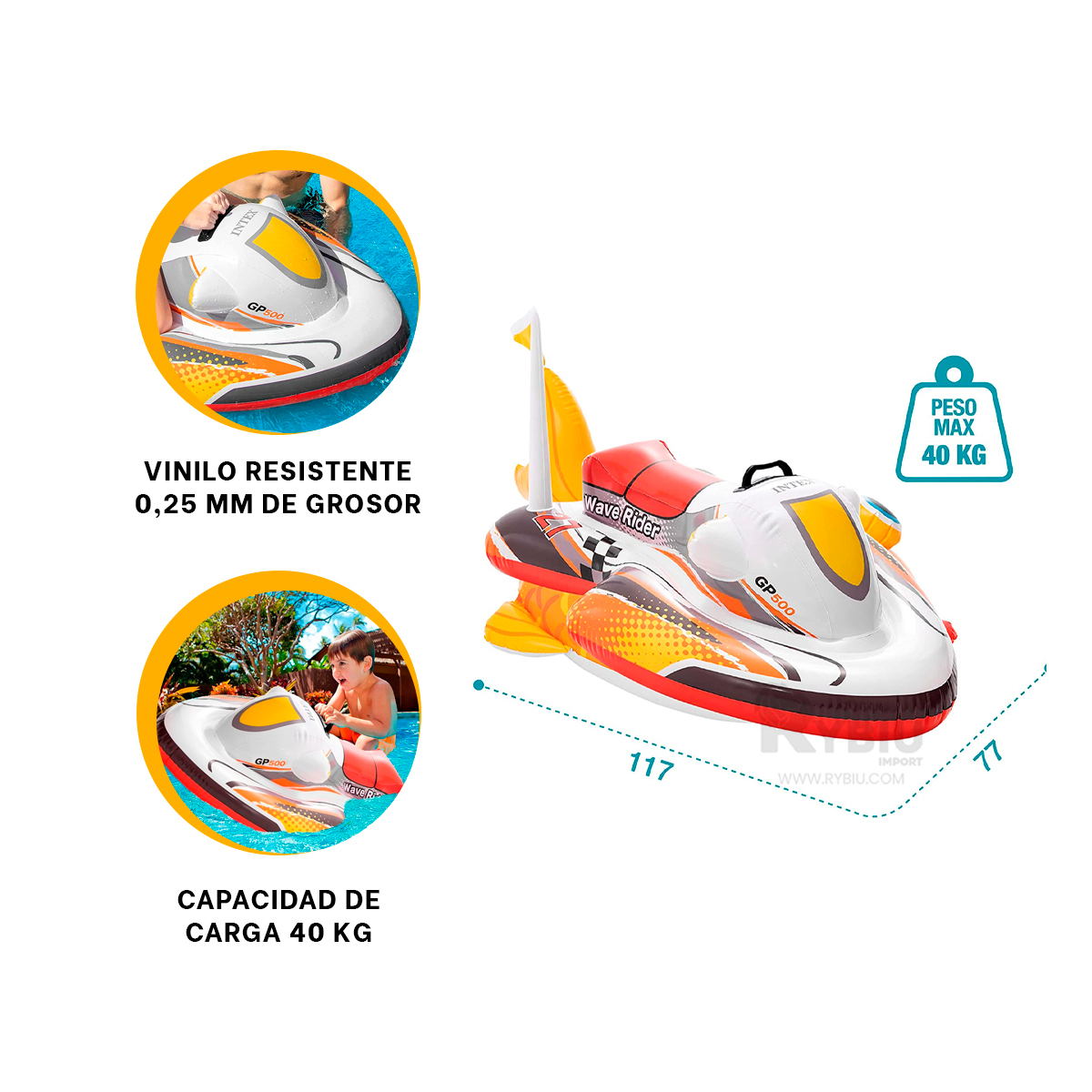 INFLABLE FACIL DE INFLAR DISEÑO DE MOTO Y+GIFT MINIAGENDA - 4