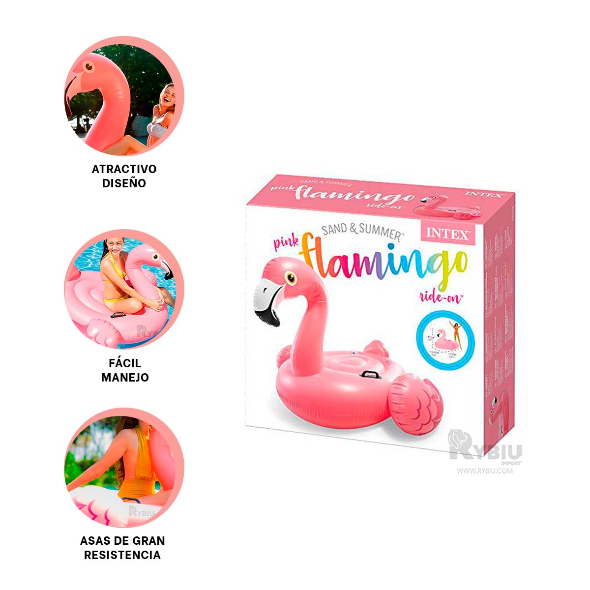 FLOTADOR CON DISEÑO FLAMENCO 218X211X136CM Y+PAPEL DE REGALO - 2