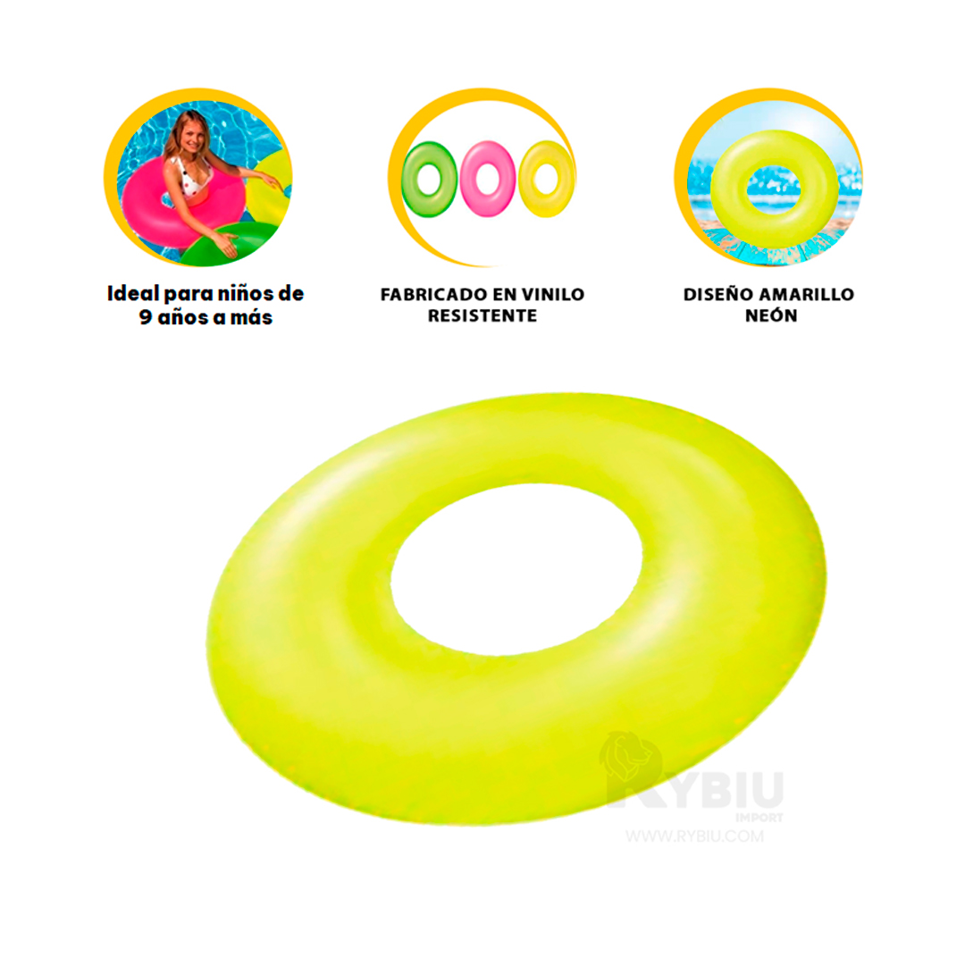 FLOTANTE DE 91CM AMARILLO NEON Y+REGALO LIGAS PARA PEINAR - 4