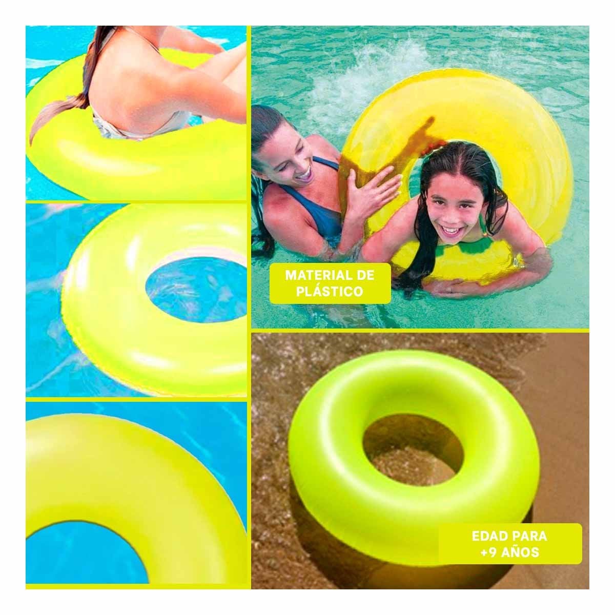 FLOTADOR PARA PISCINA NEON AMARILLO 91 CM DIVERTIDO Y COLORIDO Y+POST IT - 1