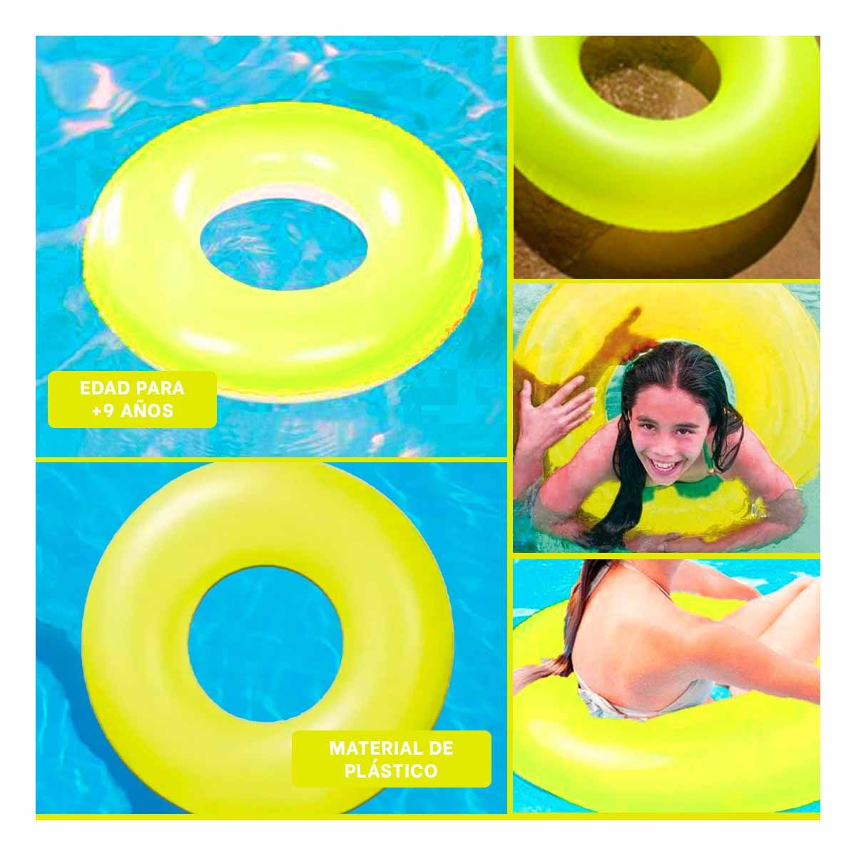 FLOTADOR PARA PISCINA NEON AMARILLO 91 CM DIVERTIDO Y COLORIDO Y+POST IT - 5