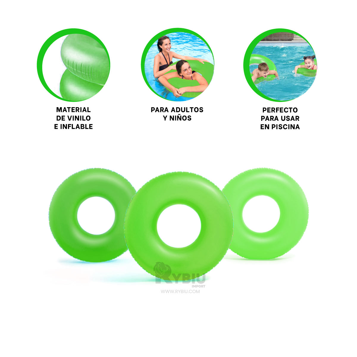 INFLABLE FACIL DE INFLAR 91CM VERDE NEON Y+GIFT MINIAGENDA - 1