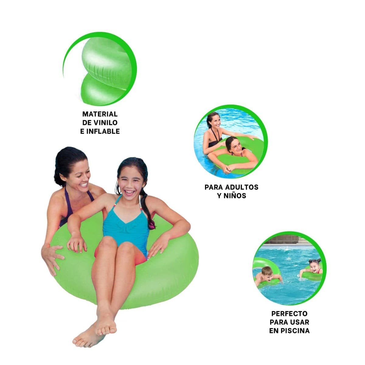 JUGUETE NEON VERDE 91 CM INFLABLE PARA PISCINA Y+LIGAS REGALO - 3