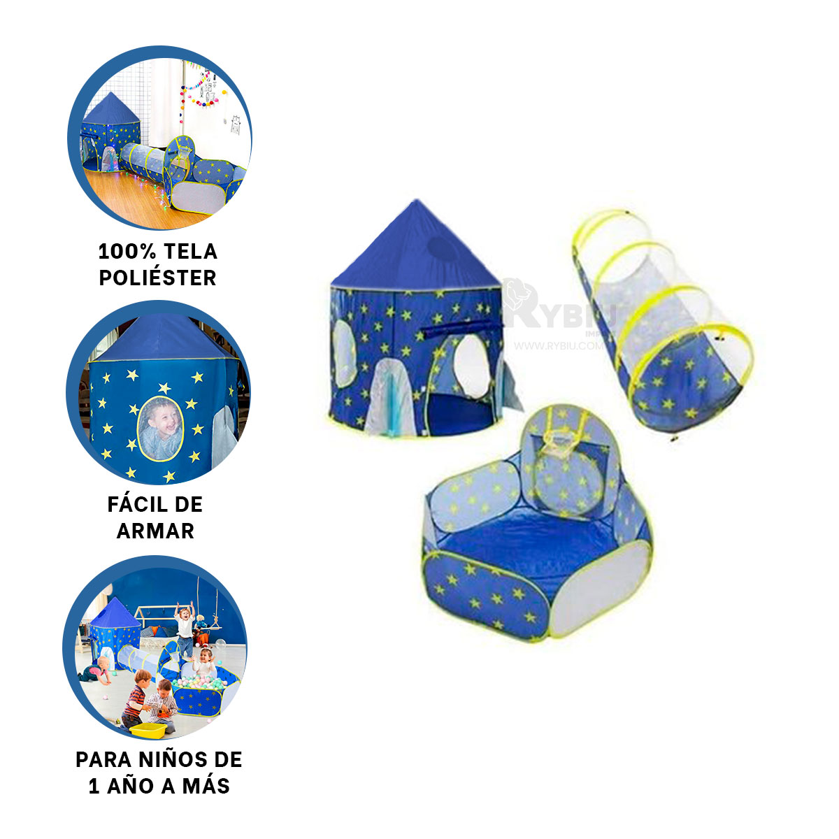 TOLDO PARA PATIO EN COLOR AZUL Y+REGALO LIGAS PARA PEINAR - 3