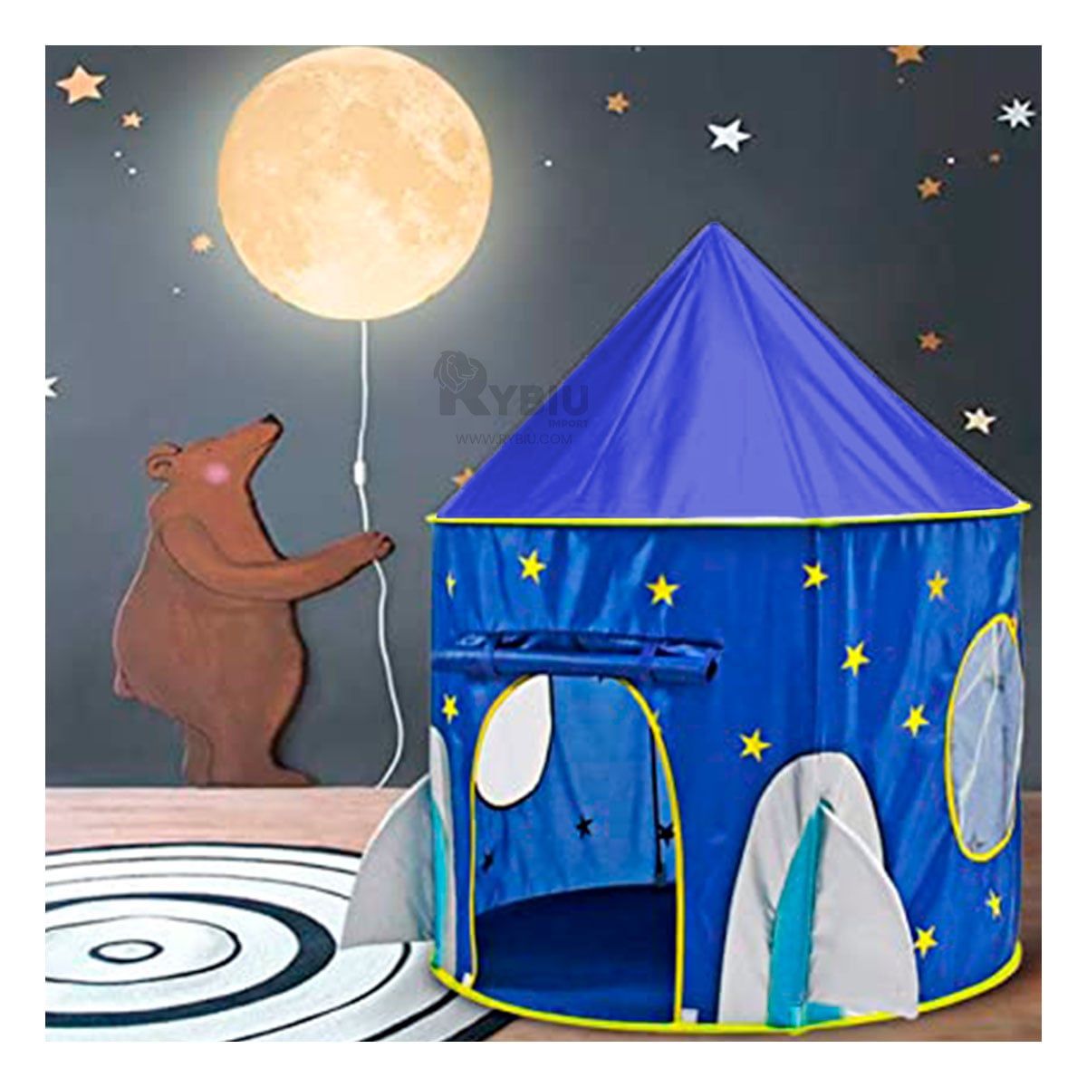 CARPA CON DISEÑO MODERNO EN AZUL Y+ENVOLTORIO DE REGALO - 1
