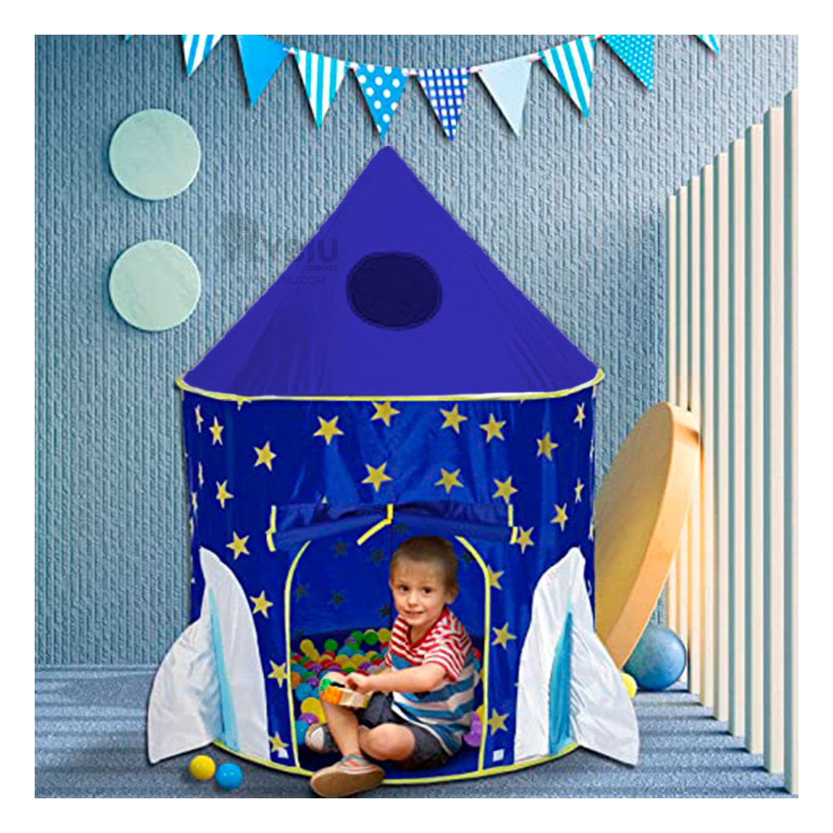 CARPA CON DISEÑO MODERNO EN AZUL Y+ENVOLTORIO DE REGALO - 3