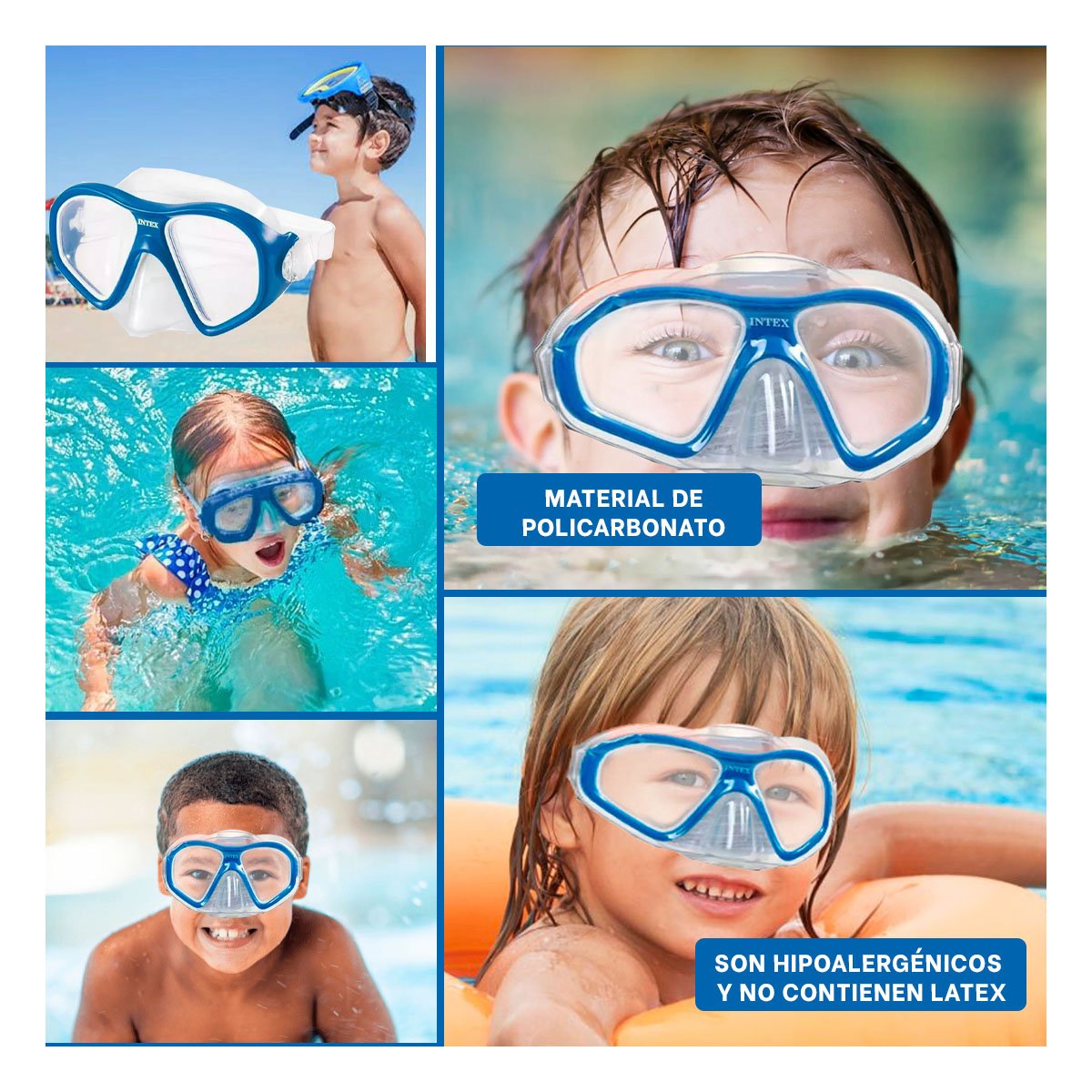 LENTES NATACIÓN RYBIU 55977 AZUL + LIGAS REGALO - 5