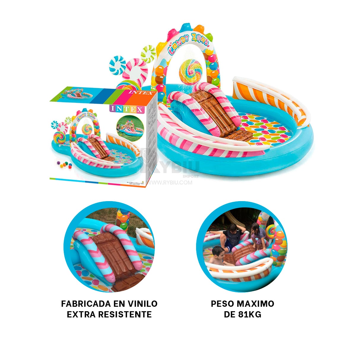 PISCINA COMPACTA Y BONITA Y+BANDERITAS ADHESIVAS - 1