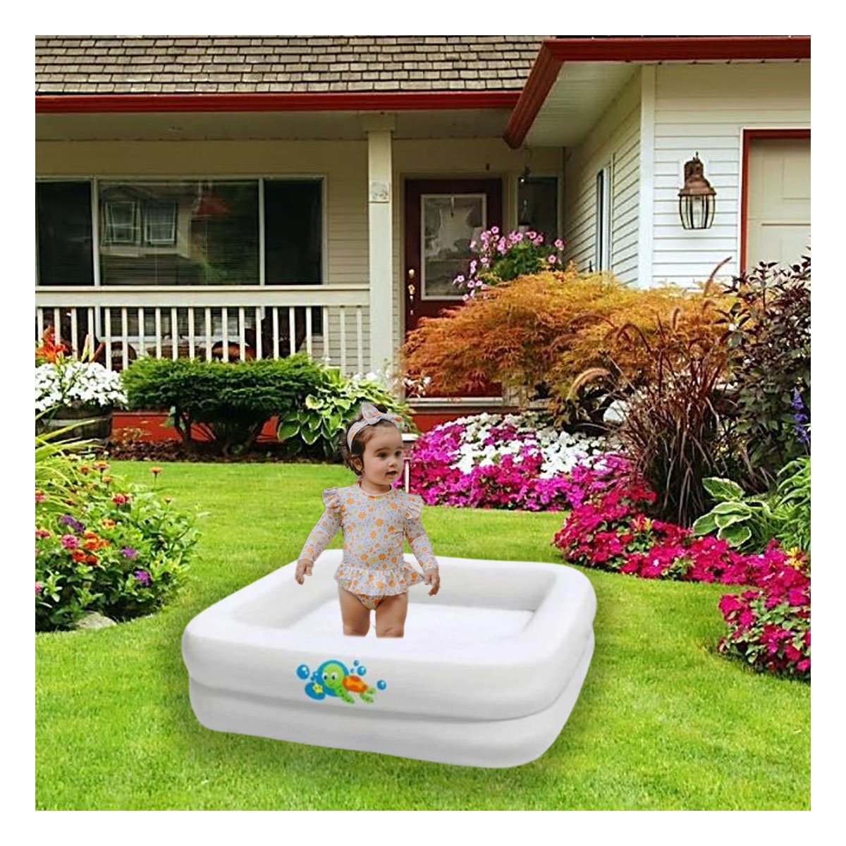 PILETA 86X86X25 CM LIGERA PARA JUEGOS ACUATICOS EN AMBIENTES EXTERIORES Y+LIGAS REGALO - 2